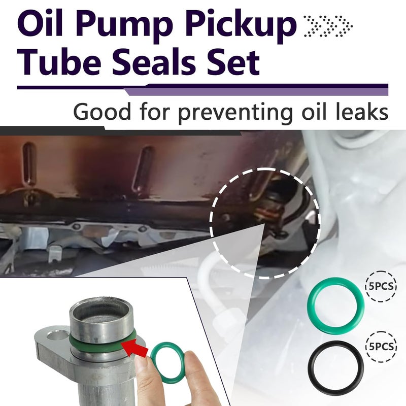 chaseroad 10 PCS M29517 Oil Pump Pickup Tube Seals Compatible with LS Engines 4.8, 5.3, 5.7, 6.0, 6.2,LS1, Premium Rubber 12584922 Oil Pump O Ring, Oil Pickup Tube Ring Replacement for LS to Prevent Oil Leakage - Image 2